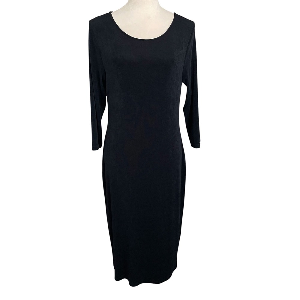 Chicos Travelers Black Classic Dress‎ Size 1 M Resortwear Wrinkle Free Elegant